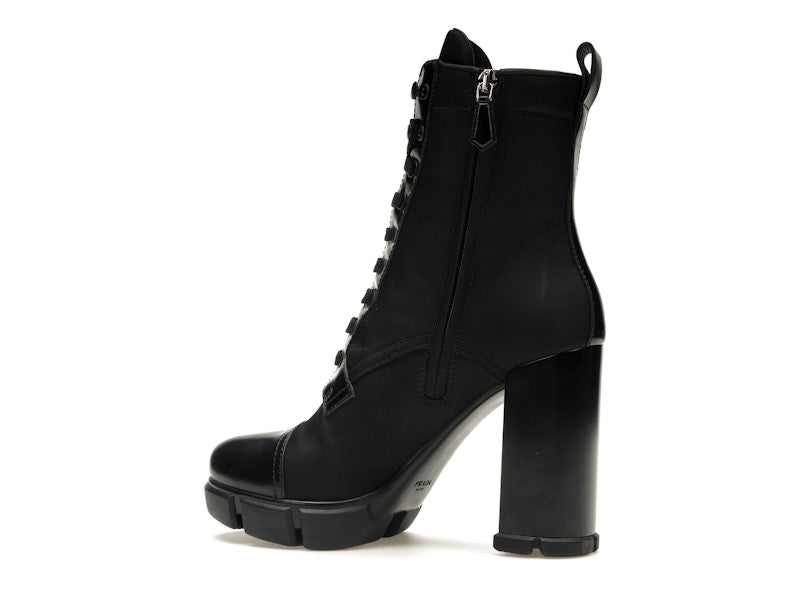 Prada 110 mm Nylon Booties Black Brushed Leather