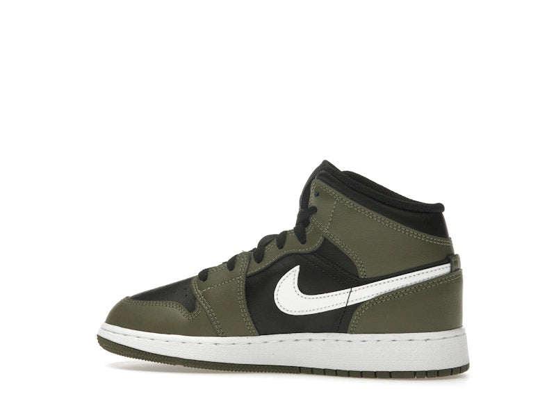 Jordan 1 Mid Black White Olive (GS)