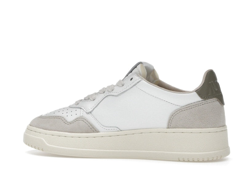 Autry Medalist Leather Low White Covert Green Beige (Women's)