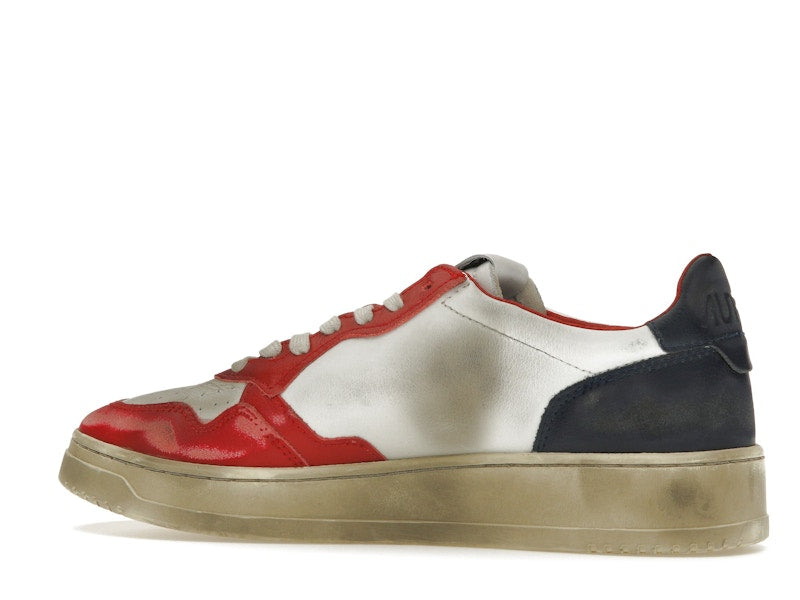 Autry Medalist Leather Low Super Vintage White Blue Red