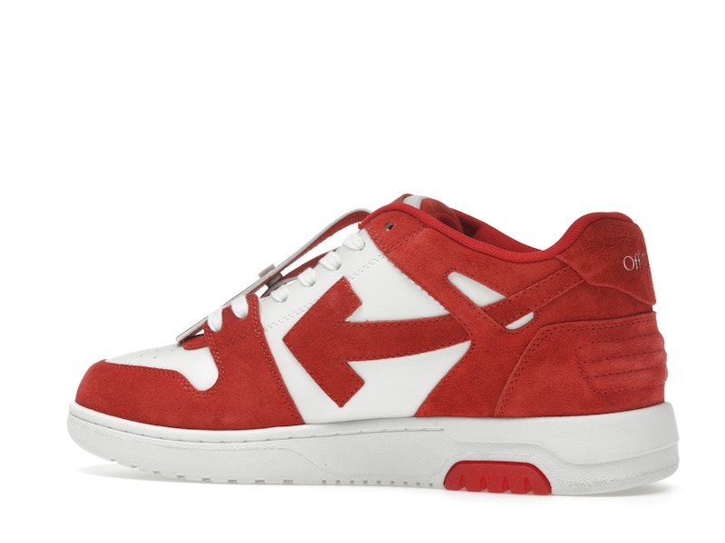 OFF-WHITE Out Of Office "OOO" Low Tops Brick Red White Suede