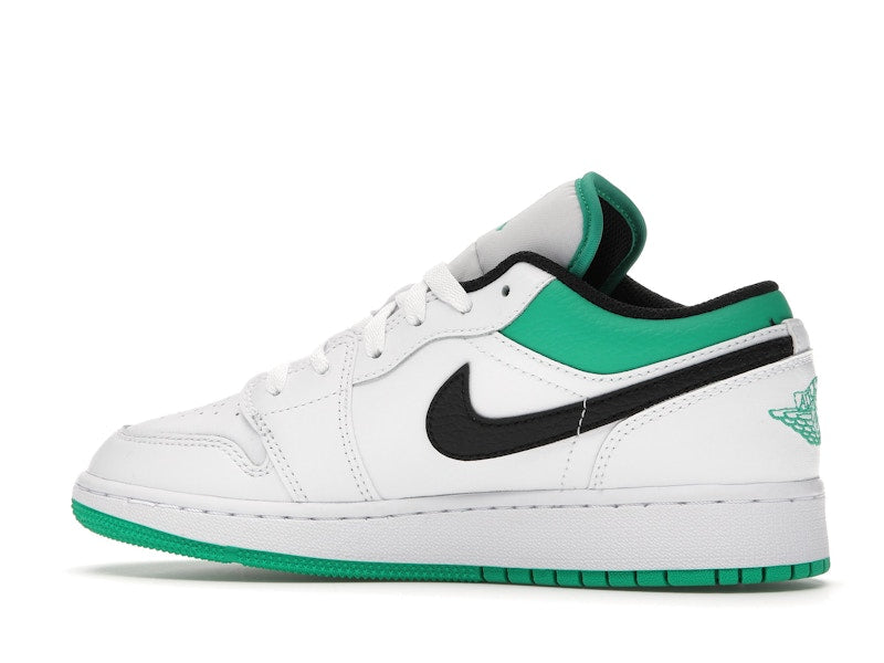 Jordan 1 Low White Lucky Green Tumbled Leather (GS)