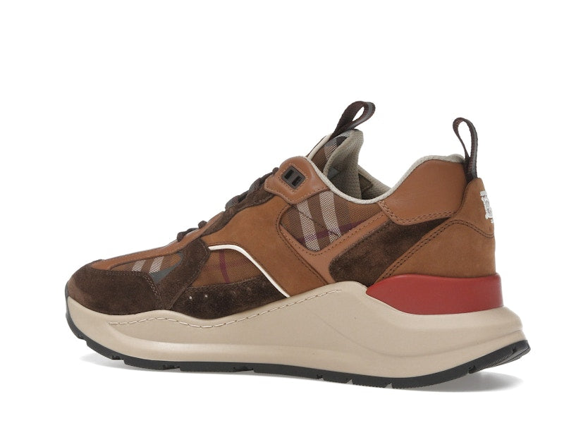 Burberry Check and Suede Sneakers Dark Birch Brown