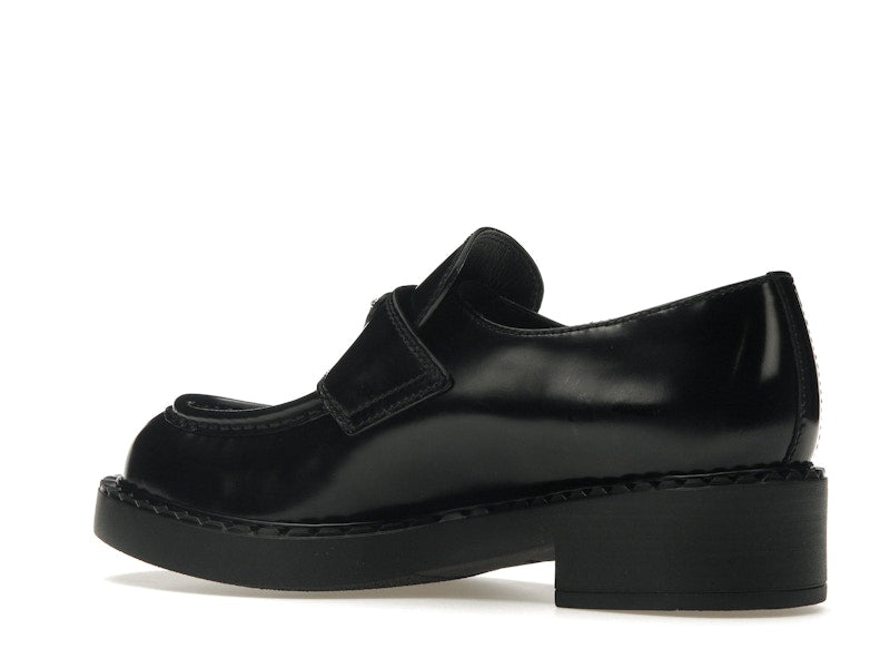 Prada Chocolate 50mm Loafer Black Brushed Leather