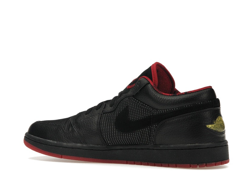 Jordan 1 Retro Low Black Metallic Silver Varsity Red