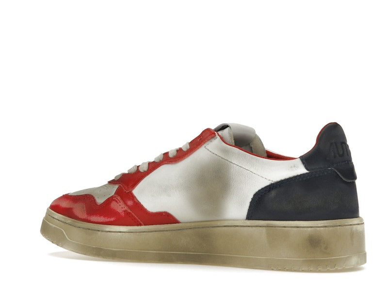 Autry Medalist Leather Low Super Vintage White Blue Red