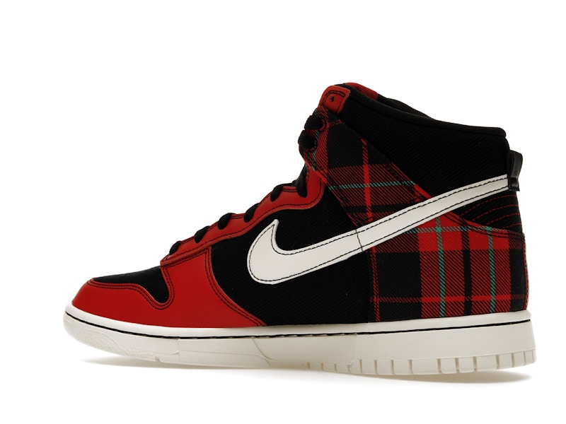 Nike Dunk High SE Tartan Plaid Black University Red