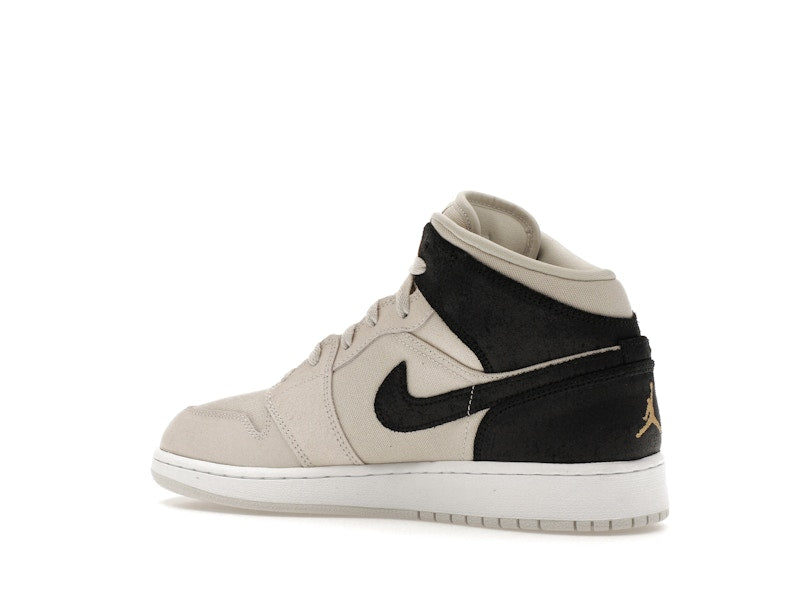 Jordan 1 Mid Light Bone Metallic Gold Black (GS)
