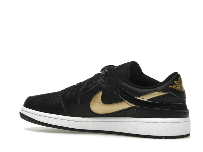 Jordan 1 Low FlyEase Black White Metallic Gold