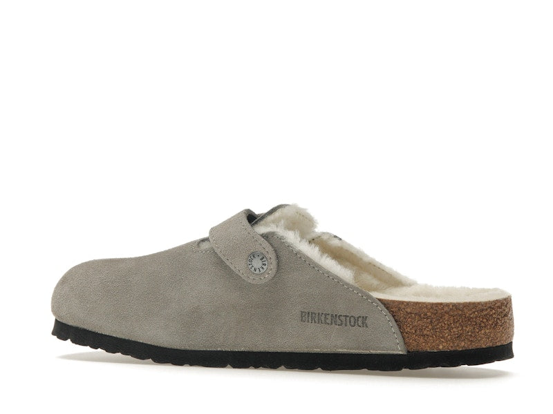 Birkenstock Boston Shearling Suede Stone Coin
