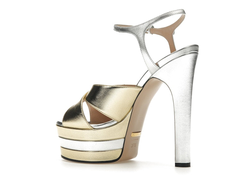 Gucci 135mm Platform Sandal Metallic Leather (Women's)