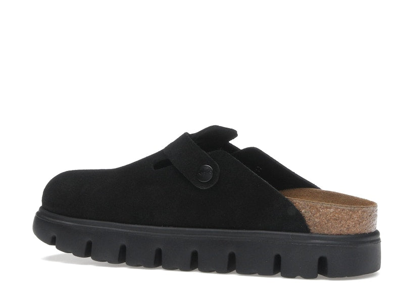Birkenstock Boston Chunky Suede Black Black Sole (Narrow) (Women's)