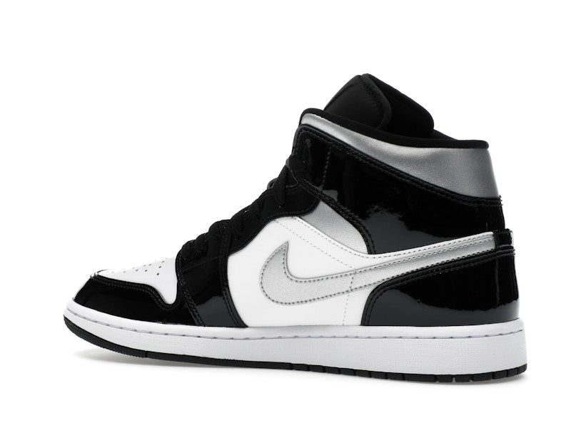 Jordan 1 Mid SE Patent Black White Metallic Silver Metallic Gold