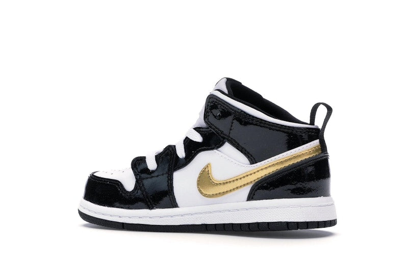 Jordan 1 Mid Patent Black White Gold (TD)