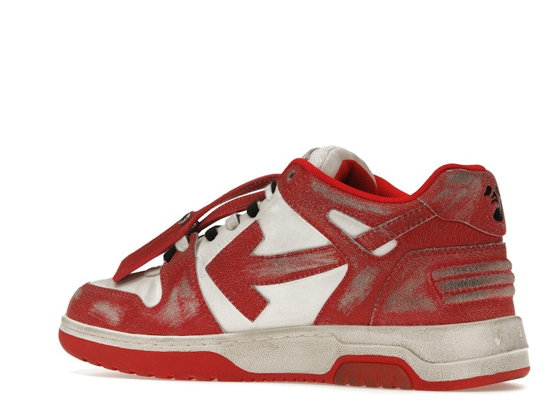OFF-WHITE Out Of Office OOO Low Tops Red White Vintage Distressed Leather