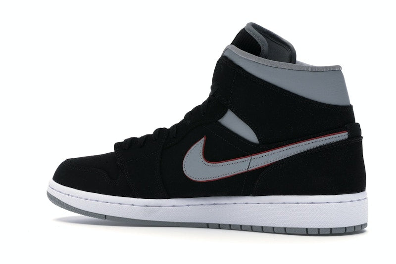 Jordan 1 Mid Black Particle Grey Gym Red