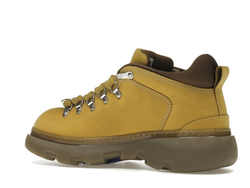 Burberry Lace Up Leather Ankle Boot Mustard Yellow