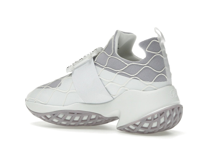 Roger Vivier Viv' Run Fabric White Purple Crystal Buckle (Women's)