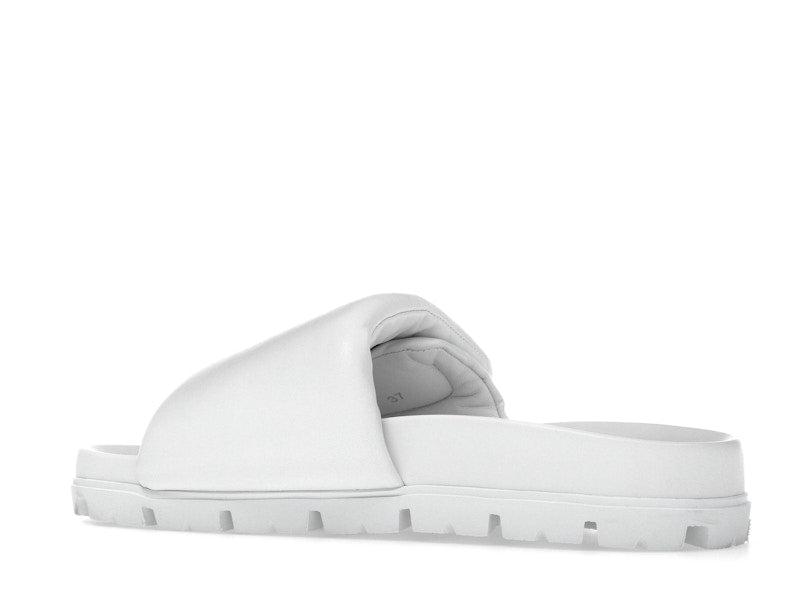 Prada Soft Padded 20mm Slide Sandal White Nappa Leather