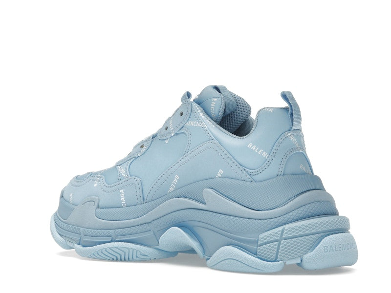 Balenciaga All Over Logo Triple S Blue Grey (Women's)