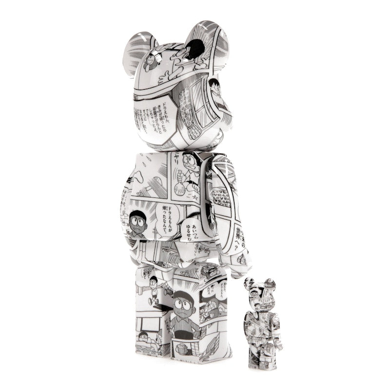 Bearbrick Doraemon (Comic Ver.) 100% & 400% Set Black & White
