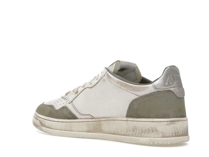 Autry Medalist Low Super Vintage White Silver Lizard