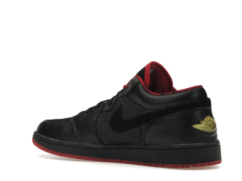Jordan 1 Retro Low Black Metallic Silver Varsity Red