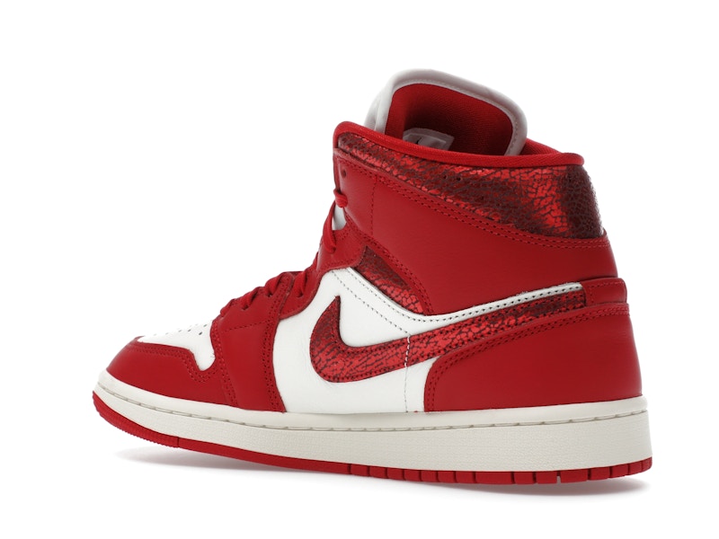Jordan 1 Mid SE Red Cracked Leather (Women's)