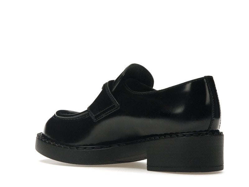 Prada Chocolate 50mm Loafer Black Brushed Leather