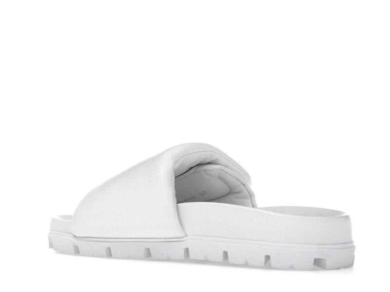 Prada Soft Padded 20mm Slide Sandal White Nappa Leather