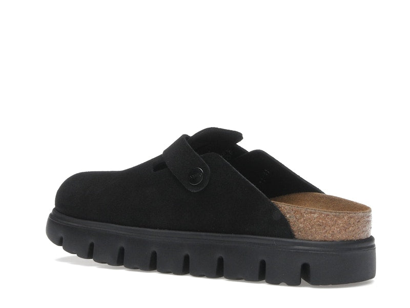 Birkenstock Boston Chunky Suede Black Black Sole (Narrow) (Women's)