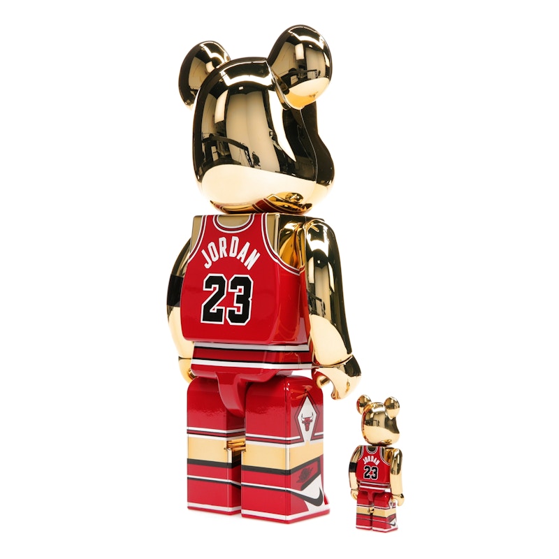 Bearbrick Michael Jordan 1985 Rookie Jersey 100% & 400% Set Gold Chrome