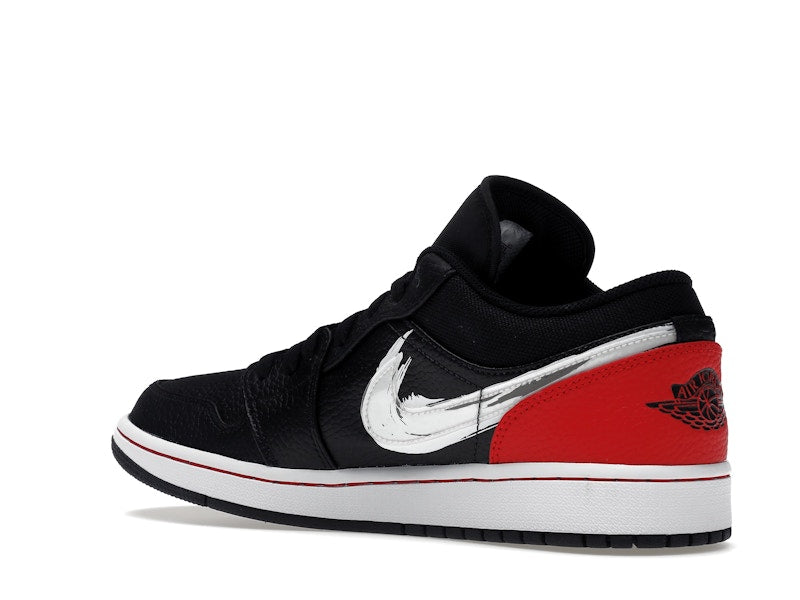Jordan 1 Low Brushstroke Swoosh Black