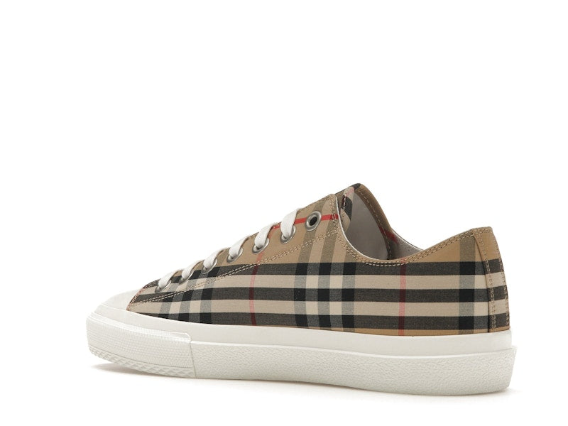 Burberry Logo Print Vintage Check Cotton Sneakers Archive Beige (Women's)