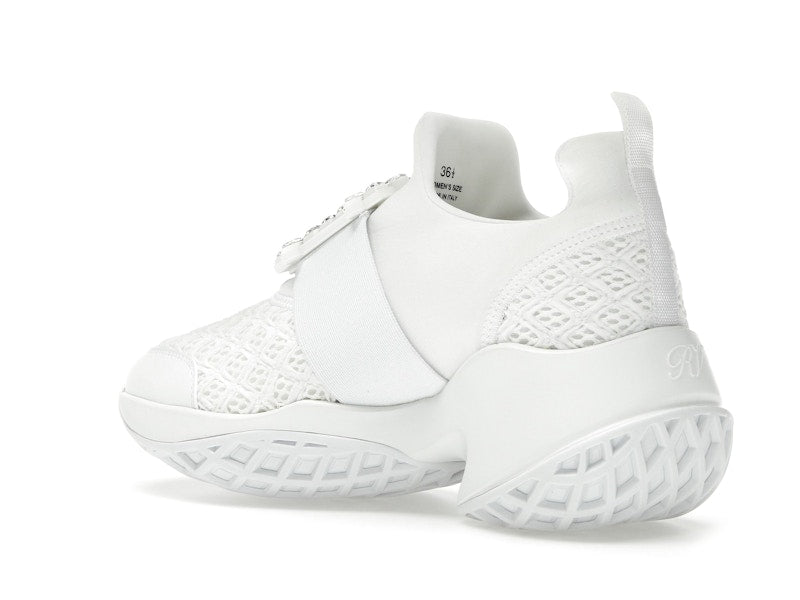 Roger Vivier Viv' Run Fabric White Crystal Buckle (Women's)