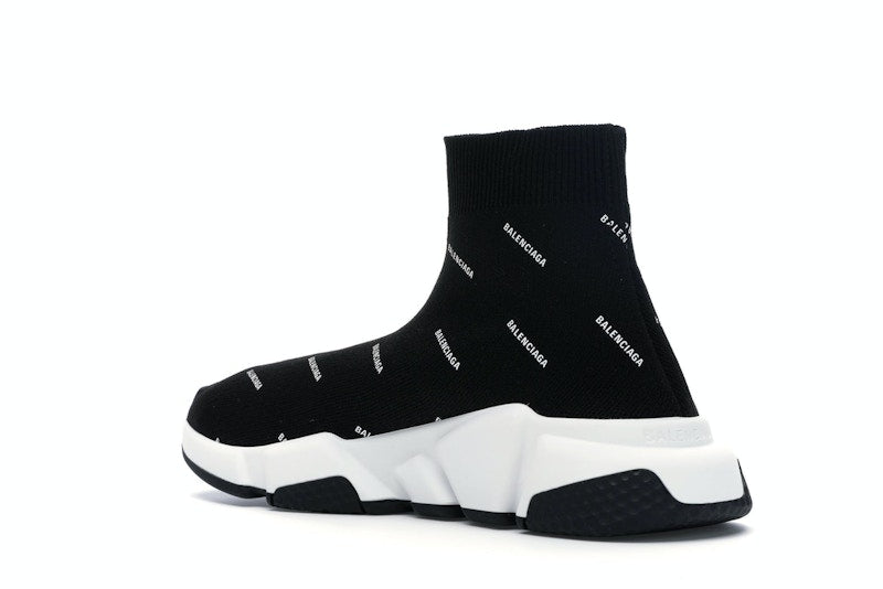 Balenciaga Speed Trainer Logo Print Black White (Women's)