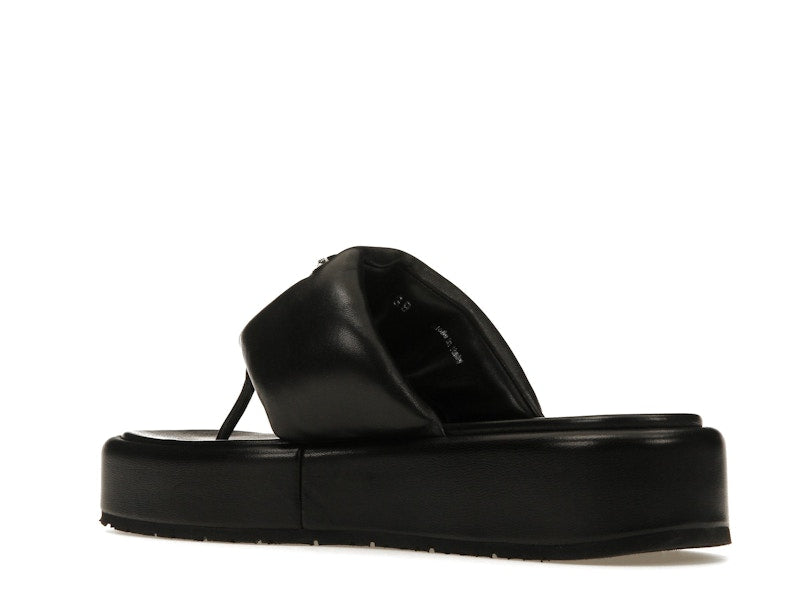 Prada Soft Padded 35mm Thong Wedge Sandals Black Nappa Leather