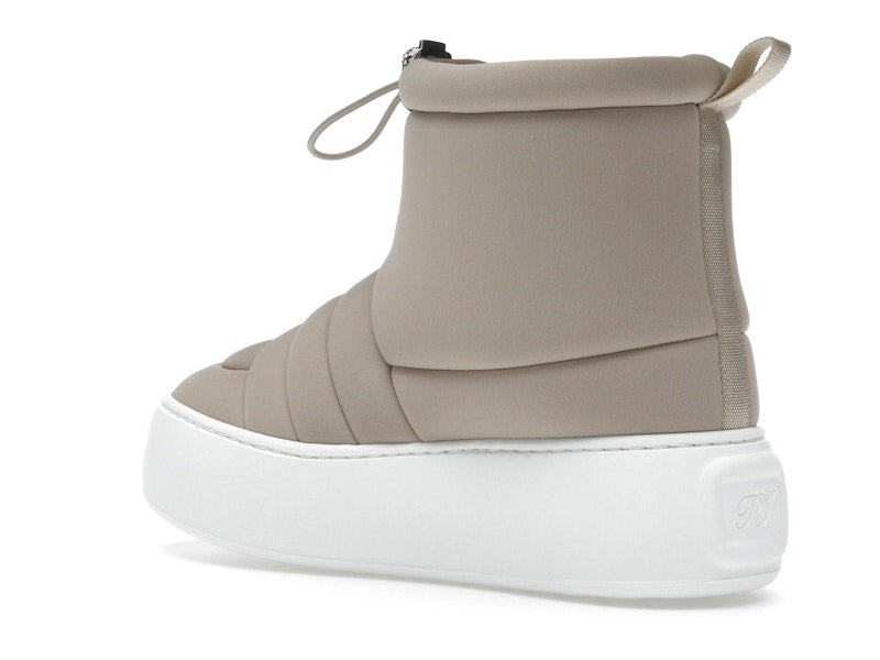 Roger Vivier Viv' Winter Puffy Ankle Boots Beige Crystal Buckle (Women's)