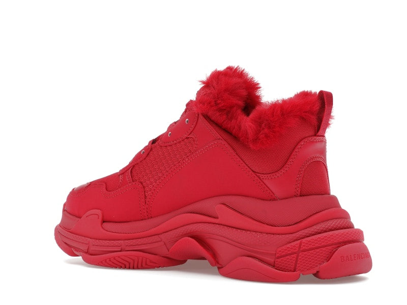 Balenciaga Triple S Faux Fur Burgundy