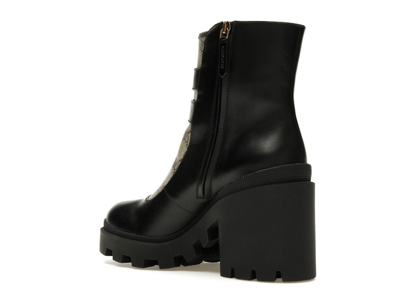 Gucci Buckles Ankle Boots Black Beige (Women's)