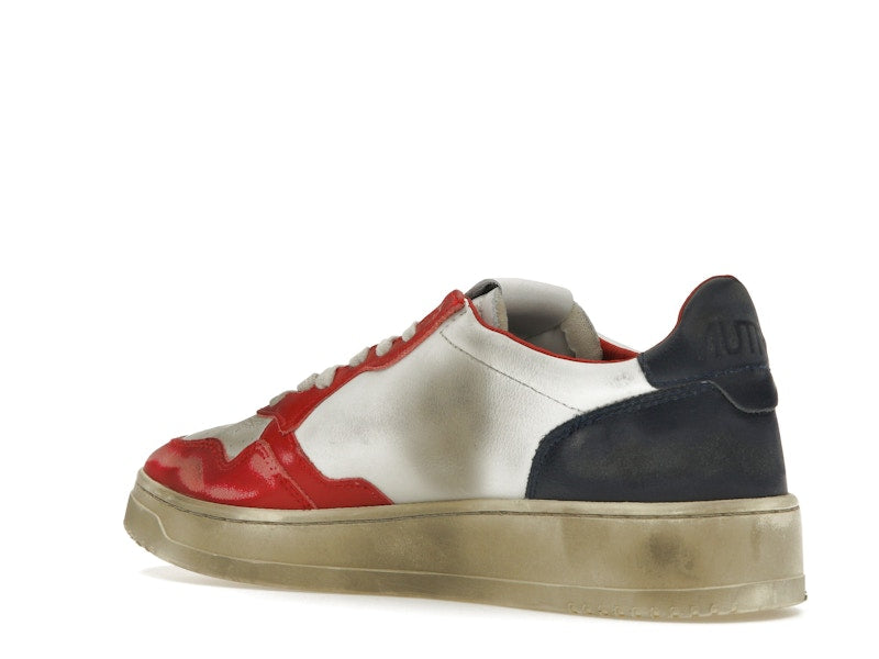 Autry Medalist Leather Low Super Vintage White Blue Red