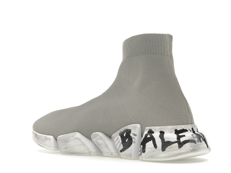 Balenciaga Speed 2.0 Graffiti Recycled Knit Grey White