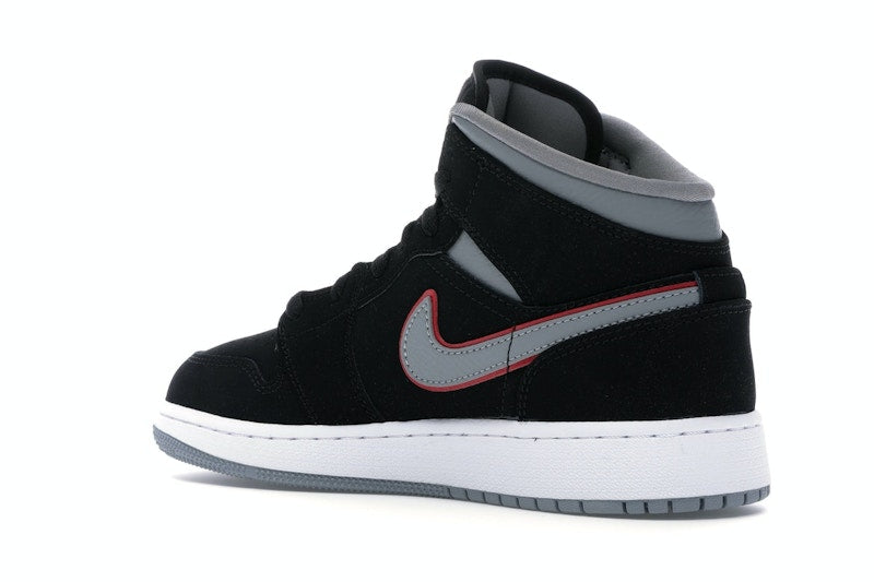 Jordan 1 Mid Black Particle Grey Gym Red (GS)