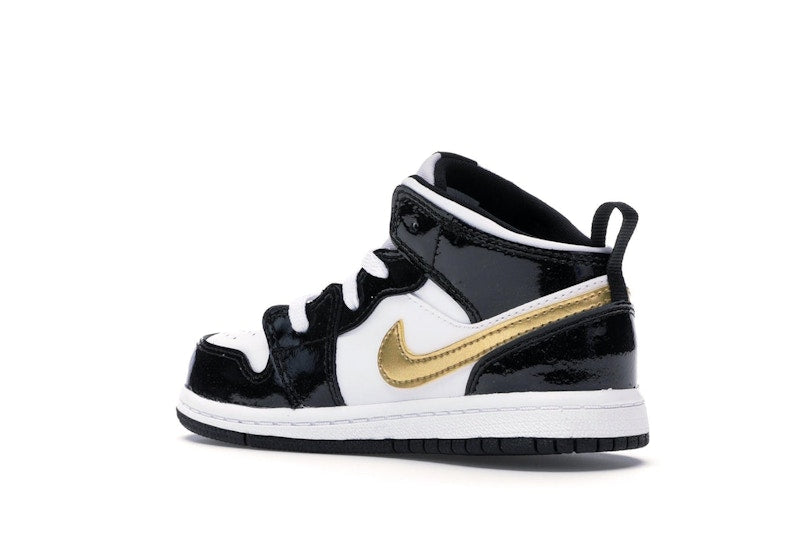 Jordan 1 Mid Patent Black White Gold (TD)