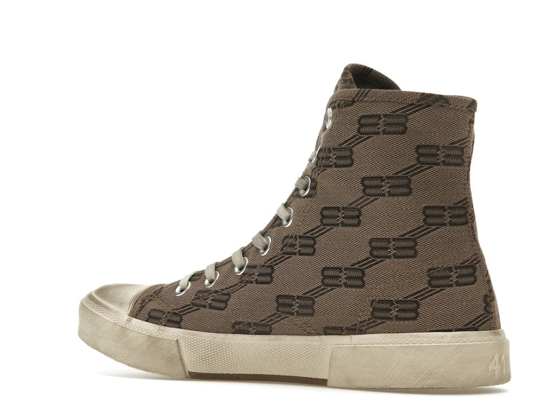 Balenciaga Paris High Top BB Monogram Dark Beige Brown