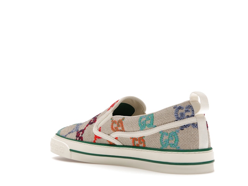 Gucci Tennis 1977 Slip On GG Logo White Multi
