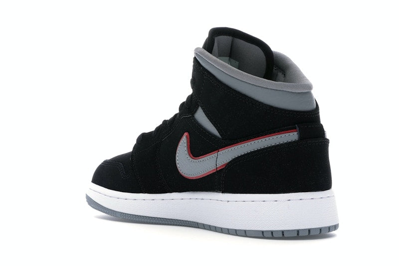 Jordan 1 Mid Black Particle Grey Gym Red (GS)