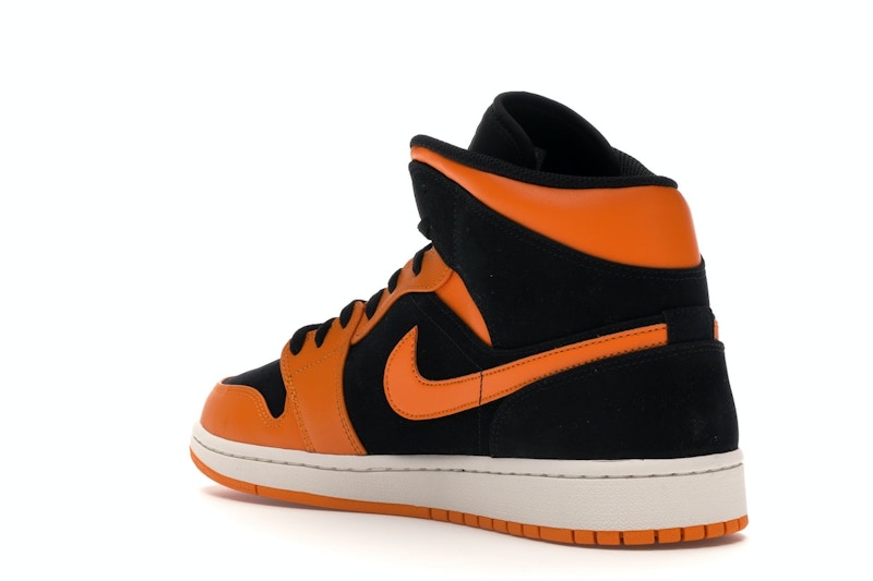 Jordan 1 Mid Black Orange Peel