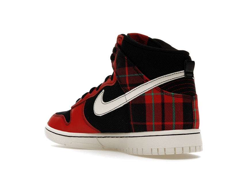 Nike Dunk High SE Tartan Plaid Black University Red