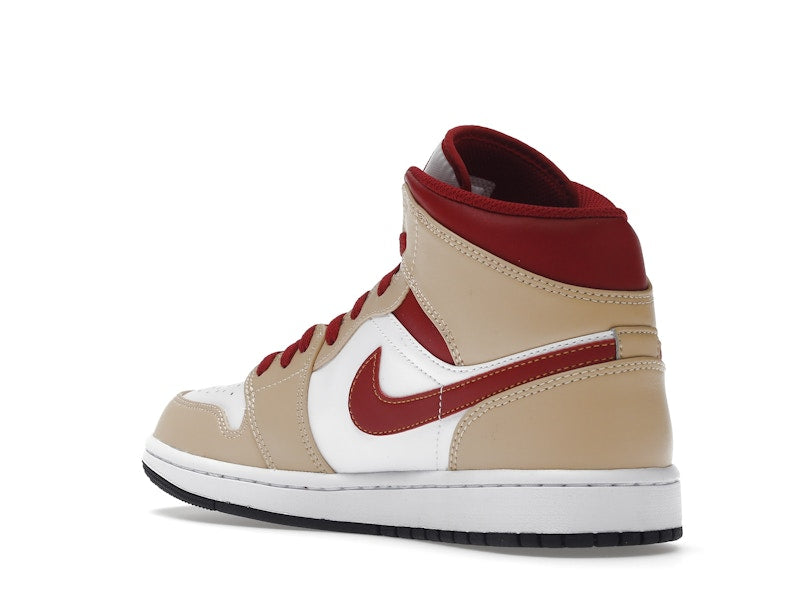 Jordan 1 Mid Light Curry Cardinal